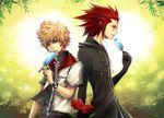  axel blonde_hair blue_eyes flowers ice_cream kingdom organization_xiii red_hair roxas 