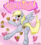  daqulith daqulithart derpy_hooves_(mlp) equine female feral food friendship_is_magic horse mammal muffin my_little_pony pegasus pony pussy solo text wings 