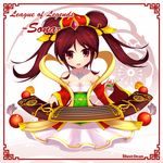  alternate_hair_color bad_id bad_pixiv_id bare_shoulders bracelet breasts brown_hair character_name chinese_clothes cleavage dean dress guqin guqin_sona hagoromo hair_ornament hanfu instrument jewelry league_of_legends long_hair long_sleeves medium_breasts music necklace off_shoulder playing_instrument red_eyes shawl solo sona_buvelle sphere tassel twintails wide_sleeves 