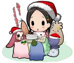  :d bell blush_stickers cake christmas christmas_tree christmas_tree_hair_ornament food hair_ornament hairpin hat holly merry_christmas miyoshi_chihiro mizuki_gyokuran open_mouth party_hat reindeer reindeer_hair_ornament santa_hat signature smile solid_circle_eyes solo stuffed_animal stuffed_toy tamayura 