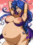 1girl aliasing belly_button big_breasts blue_eyes blue_hair breasts breath_of_fire breath_of_fire_i breath_of_fire_ii breath_of_fire_iii breath_of_fire_iv deis happy heart large_breasts long_hair navel nude open_mouth pregnant pussy shaved_pussy smile solo tenseiani uncensored vagina 