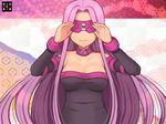  breasts choker cleavage fate/stay_night fate_(series) kurarin large_breasts long_hair purple_hair rider smile solo very_long_hair 