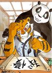  bear brush daigaijin duo feline female green_eyes kung_fu_panda male mammal master_tigress panda po red_eyes tiger 