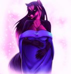  canine claws cleavage clothed clothing dress female fox fur hair hyosube invalid_tag lips long_hair looking_at_viewer mammal nose open_mouth paws pink_eyes pink_fur pink_hair pregnant purple_dress purple_fur purple_hair rafflone solo unknown_artist whiskers 