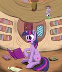  book cub cutie_mark dragon duo english_text equine female feral friendship_is_magic fur green_eyes hair hi_res horn horse inside male mammal my_little_pony otakuap paper pony purple_eyes purple_fur purple_scales quill spike_(mlp) text twilight_sparkle_(mlp) two_tone_hair unicorn wood young 