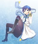  blue_eyes blue_hair blue_scarf boots coat headset kaito kaito_(vocaloid3) kikuchi_mataha looking_at_viewer male_focus open_mouth scarf smile solo sparkle vocaloid 