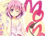  5_nenme_no_houkago dress kantoku momo_velia_deviluke pink_hair short_hair tail to_love_ru wink 