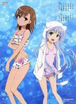  bikini calendar_(medium) highres index misaka_mikoto multiple_girls nyantype official_art scan swimsuit to_aru_kagaku_no_railgun to_aru_majutsu_no_index 