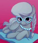  cub cute cutie_mark equine eyewear female feral friendship_is_magic fur glasses grey_fur grey_hair hair horse lying mammal my_little_pony necklace on_side pillow pony purple_eyes ronnie92 silver_spoon_(mlp) smile solo young 