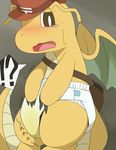  blush diaper dragon dragonite hat nintendo peeing pixiv pok&#233;mon pok&eacute;mon satsuki_yusagi urine video_games watersports 