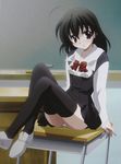  1girl black_hair panties saionji_sekai school_days solo thighhighs underwear 