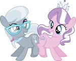  alpha_channel cub diamond_tiara_(mlp) dui duo equine eye_contact female feral friendship_is_magic hi_res horse mammal my_little_pony mysteriouskaos necklace plain_background pony silver_spoon_(mlp) smile transparent_background young 