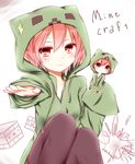  blush creeparka creeper highres hood hoodie looking_at_viewer minecraft misa_(kaeruhitode) multiple_girls red_eyes red_hair smile tnt 