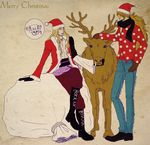  2boys basil_hawkins blonde_hair christmas killer_(one_piece) long_hair male male_focus multiple_boys one_piece pixiv_thumbnail polka_dot_shirt reindeer resized shirt supernova tattoo tony_tony_chopper 