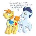  braeburn_(mlp) cutie_mark duo equine feral friendship_is_magic gay ginger-dilettante horse male mammal my_little_pony pegasus plain_background pony roleplay soarin_(mlp) text transparent_background wings wonderbolt wonderbolts_(mlp) 