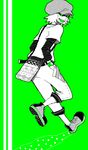  1boy alternate_costume bag color_background green_background hat heart_pirates male male_focus nozm one_piece shachi shachi_(one_piece) solo sunglasses walking 