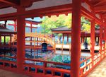  day fish lantern no_humans original outdoors pond railing scenery toichi_(ik07) torii 