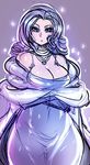  bare_shoulders blue_eyes breasts cleavage crossed_arms crystal_rarity curvy dress highres large_breasts long_hair maniacpaint my_little_pony my_little_pony_friendship_is_magic personification purple_hair rarity shawl solo sparkle wide_hips 