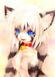  2014 anthro bell bell_collar blue_eyes breasts cat collar featureless_breasts feline female hair half_portrait karin looking_at_viewer mammal nude open_mouth simple_background smile solo tetetor-oort white_hair 