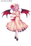  bad_id bad_pixiv_id bat_wings dress fangs hat hat_ribbon irua mary_janes open_mouth purple_hair red_eyes remilia_scarlet ribbon sash shoes short_hair smile solo touhou wings 