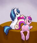  anatomically_correct anatomically_correct_pussy animal_genitalia anus butt couple cutie_mark duo equine equine_pussy female feral friendship_is_magic hair horn looking_at_viewer looking_back lying male mammal my_little_pony nude on_front ponchuzn princess_cadance_(mlp) princess_cadence pussy puszn shining_armor shining_armor_(mlp) signature sitting unicorn winged_unicorn wings 