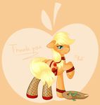  2012 anus applejack applejack_(mlp) blonde_hair blush cowboy_hat cutie_mark english_text equine female feral freckles friendship_is_magic fur green_eyes hair hat horse legwear mammal my_little_pony one_eye_closed orange_fur pony prostitution ratofdrawn ratofponi solo stockings text wink 