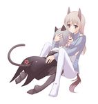  animal_ears between_breasts black_legwear blush breasts cat_ears cat_tail closed_eyes couple cuddling eila_ilmatar_juutilainen hug kanata_(sentiment) md5_mismatch multiple_girls pantyhose sanya_v_litvyak strike_witches tail white_legwear world_witches_series yuri 