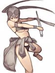  barefoot bra breasts clothes_around_waist copyright_request dual_wielding fumio_(rsqkr) holding jacket_around_waist lingerie long_hair medium_breasts panties sketch solo twintails underboob underwear weapon 