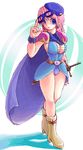  blue_eyes blue_mage boots breasts cape covered_nipples final_fantasy final_fantasy_v hat large_breasts lenna_charlotte_tycoon nukemichi pink_hair solo sword weapon 