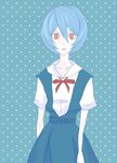  artist_request ayanami_rei blue_hair neon_genesis_evangelion pale_skin red_eyes school_uniform short_hair skinny solo 