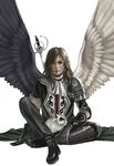  androgynous angel armor igarasiii long_hair original solo sword weapon wings 
