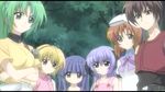  5girls blonde_hair blue_hair brown_hair everyone furude_rika green_hair hanyuu hat higurashi_no_naku_koro_ni houjou_satoko long_hair maebara_keiichi multiple_girls non-web_source outdoors ribbon ryuuguu_rena screencap short_hair sonozaki_mion 