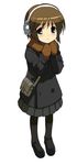  artist_request blush coat cold copyright_request earmuffs gloves highres mary_janes mittens pantyhose shoes solo 