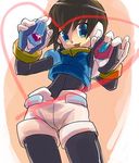  aile blue_eyes brown_hair heart lowres rockman rockman_zx shigehiro_(hiroi_heya) shorts solo 