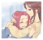  brown_hair closed_eyes code_geass comforting hand_on_another's_head holding hug kallen_stadtfeld mother_and_daughter motherly multiple_girls plum_(arch) red_hair tears upper_body 