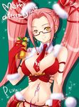 .hack//g.u. 1girl artist_request between_breasts breasts christmas glasses large_breasts pi_(.hack//) pink_hair solo yellow_eyes 