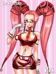  .hack//g.u. 1girl artist_request brown_eyes glasses long_hair lowres pi_(.hack//) pink_hair revealing_clothes solo twintails very_long_hair 