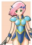  final_fantasy final_fantasy_v green_eyes knight lenna_charlotte_tycoon pink_hair short_hair solo sword takizi weapon 