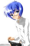  blue_eyes blue_hair glasses naruse skirt solo tabitha thighhighs zero_no_tsukaima zettai_ryouiki 