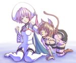  .hack//g.u. .hack//roots 2girls animal_ears artist_request bare_shoulders blue_eyes boots bracelet breasts brown_hair cat_ears cleavage detached_sleeves happy jewelry lowres medium_breasts multiple_girls pink_hair pointing shino_(.hack//) short_hair skirt smile tabby_(.hack//) tattoo thigh_boots thighhighs 