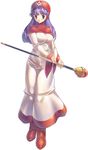  :o blush breasts dragon_quest dragon_quest_ii dress full_body highres hood large_breasts long_hair open_mouth pink_eyes princess_of_moonbrook purple_hair robe simple_background solo staff standing uchiu_kazuma white_background 