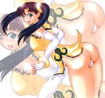  :p ass bangle bare_legs bent_over black_hair bracelet breasts china_dress chinese_clothes dress elbow_gloves fat_mons fingerless_gloves from_behind gloves green_eyes jewelry large_breasts ling_xiaoyu long_hair panties solo tekken thong tongue tongue_out twintails underwear white_gloves xiao_rui_rui zoom_layer 