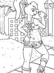  anthro butt clothing female lagomorph looking_at_viewer looking_back mammal monochrome outside pants rabbit samantha slashysmiley smile sweat water 