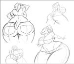  big_belly big_breasts big_butt bird breasts butt chubby clothed clothing female huge_breasts huge_butt hyper hyper_breasts invalid_tag issy jaeh midriff obese overweight parrot plain_background sketch thick_thighs tight_clothing white_background wide_hips 