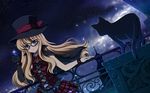  animal blonde_hair blue_eyes blush cat dj_max dress glasses gloves hat long_hair night stars vfenster 