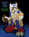  bowser catmonkshiro chargin'_chuck charging_chuck claws cleats clothing dragon football gloves helmet horn jersey king king_koopa koopa male mario_bros nintendo pants paws reptile royalty scales scalie shirt snout spikes torn_clothing transformation turtle video_games 