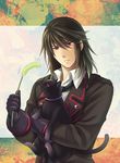  black_hair cat cattail expressionless formal gaius_(tales) gloves highres juu_ya male_focus plant red_eyes solo suit tales_of_(series) tales_of_xillia tales_of_xillia_2 