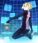  animal_ears ass blonde_hair bodysuit cat_ears daryl_yan from_behind full_body guilty_crown looking_back male_focus nakamura_hiro_(nobody10ch) purple_eyes solo 