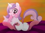  butt cutie_mark cutie_mark_crusaders equine female feral friendship_is_magic fur green_eyes hair horn jetwave legwear looking_at_viewer mammal my_little_pony pussy raised_tail solo stockings sweetie_belle sweetie_belle_(mlp) two_tone_hair unicorn white_fur 