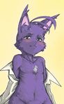  anthro blush bottomless cat chest_tuft clothing feline fur hair male mammal morenatsu navel purple_fur shin_kuroi shirt simple_background solo tears topless tuft 